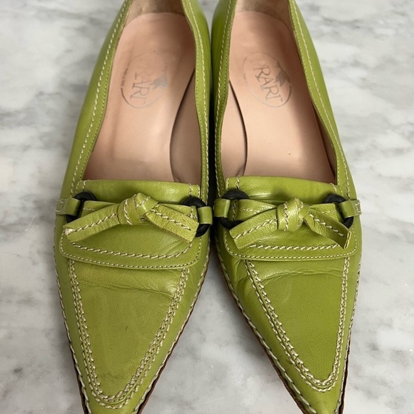 prart Shoes - Prart pointy toe leather kitten heel loafers light green sz 7. Made in Italy.